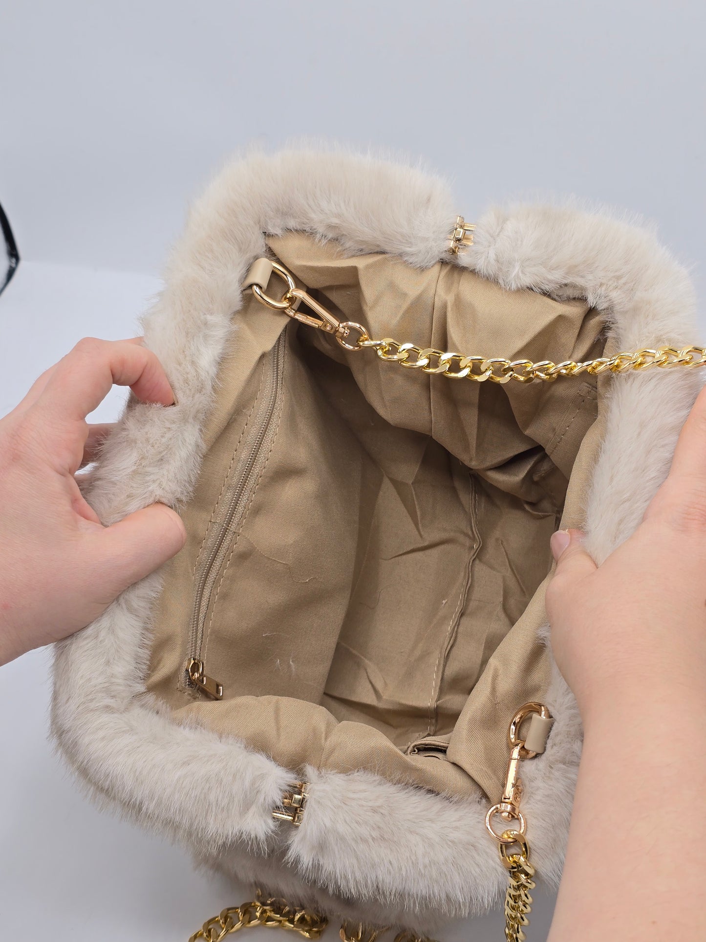 Borsa Pelliccia beige