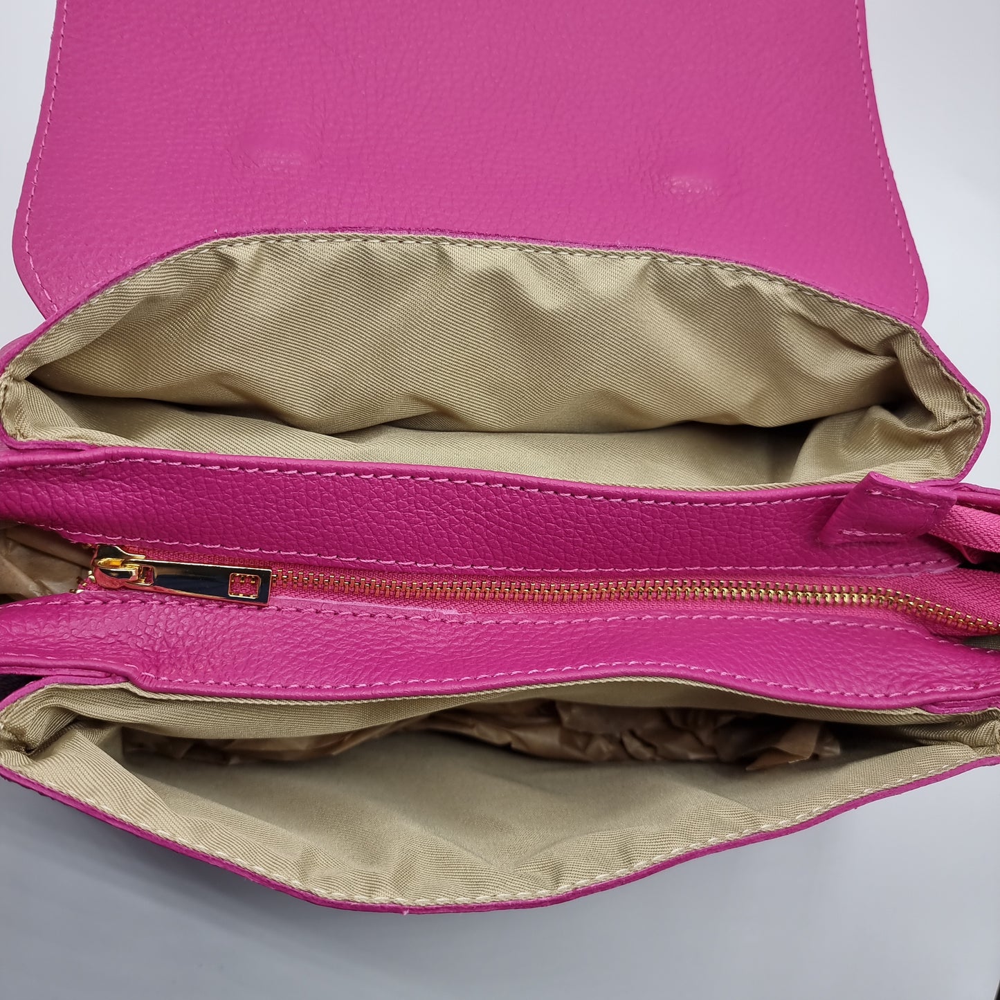 Borsa Chiara in Vera Pelle - Fuxia