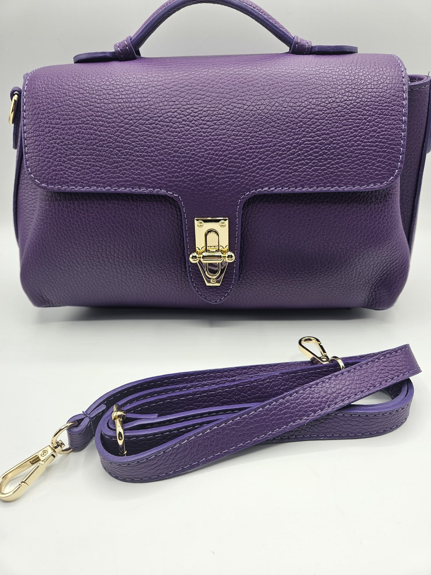 Borsa Chiara in Vera Pelle - Purple